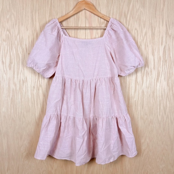 HYFVE Pink Puff Sleeve Tiered Mini Dress - Picture 2 of 6